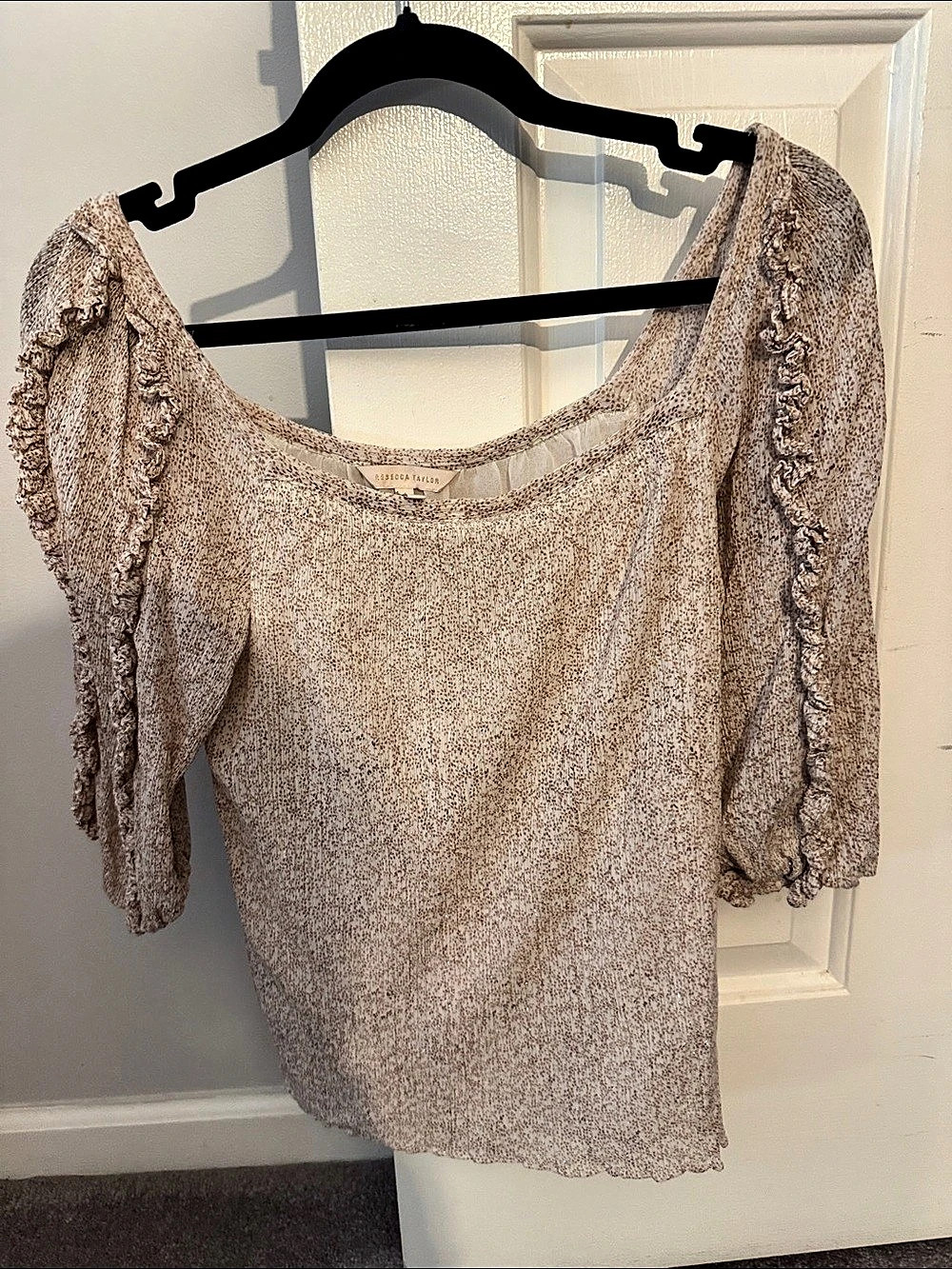 Rebecca Taylor Long Sleeve Blouse in Pink & White Size Small